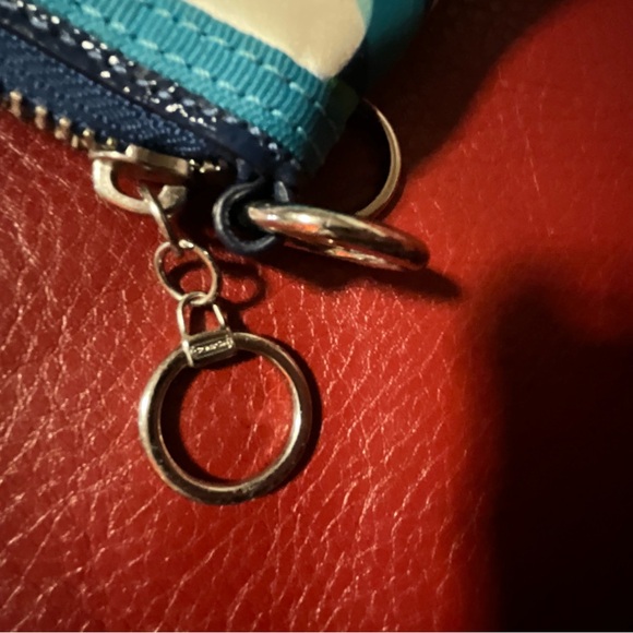 Coach Poppy Blue and Green Patterned Satin Wristlet - Picture 9 of 9